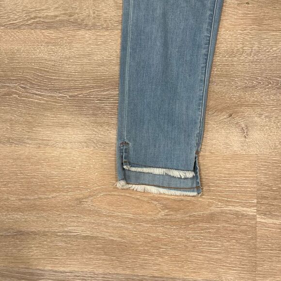 Eileen Fisher Ankle Jeans Women's 4 Petite Blue Denim Frayed Hem Zip Fly Stretch - Picture 3 of 7